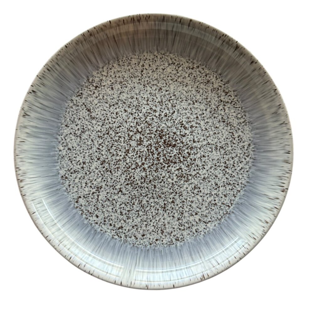 Denby-Langley Coupe Dinner Plate Halo Speckled 10 14" Stoneware Crafted England